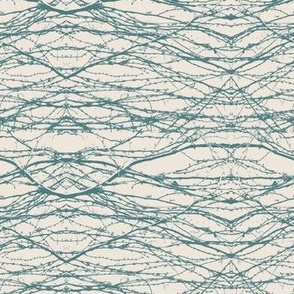 Twigs Teal Abstract on a Beige Background 
