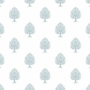 TINY Tree Block Print Wallpaper - blue_ simple woodcut_ linocut interiors design 2in