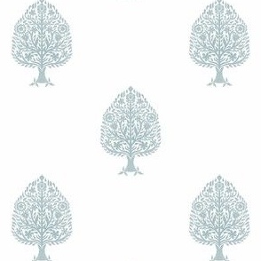 MINI Tree Block Print Wallpaper - blue_ simple woodcut_ linocut interiors design 4in