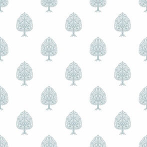 SMALL Tree Block Print Wallpaper - blue_ simple woodcut_ linocut interiors design 6in