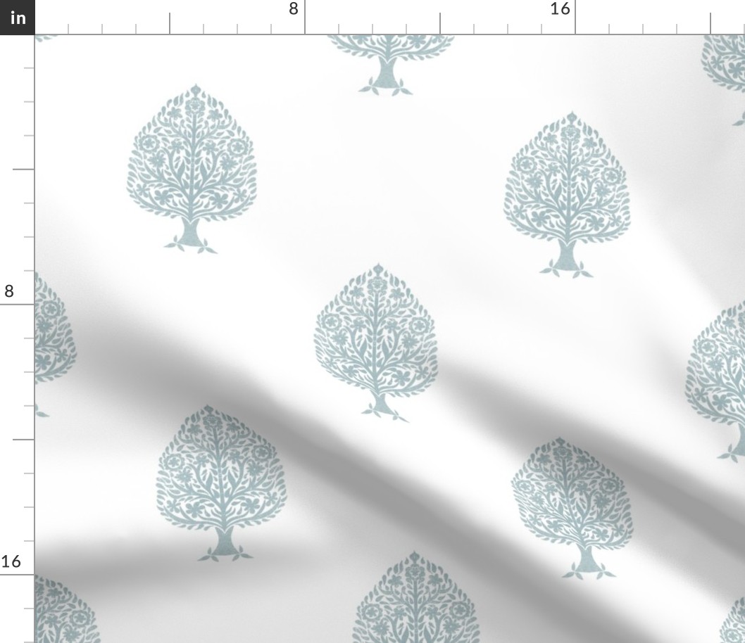LARGE Tree Block Print Wallpaper - blue_ simple woodcut_ linocut interiors design 10in