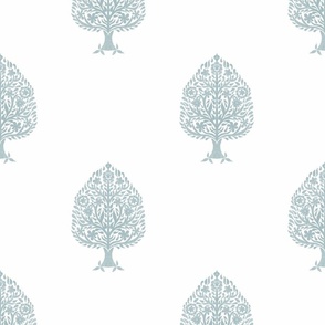 XLARGE Tree Block Print Wallpaper - blue_ simple woodcut_ linocut interiors design 12in