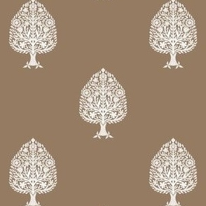 MINI Tree Block Print Wallpaper - brown_ simple woodcut_ linocut interiors design 4in