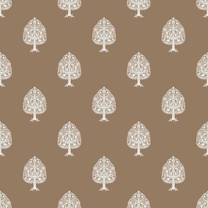 SMALL Tree Block Print Wallpaper - brown_ simple woodcut_ linocut interiors design 6in