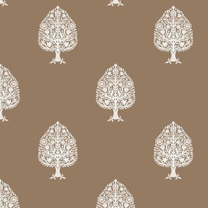 LARGE Tree Block Print Wallpaper - brown_ simple woodcut_ linocut interiors design 10in