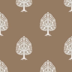 XLARGE Tree Block Print Wallpaper - brown_ simple woodcut_ linocut interiors design 12in
