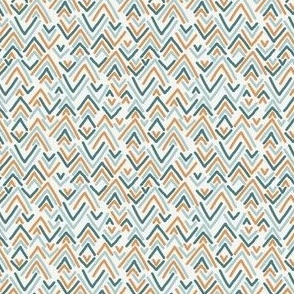 Forest Waves Abstract in Orange and  Teal