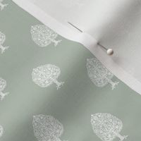 TINY Tree Block Print Wallpaper - celadon_ simple woodcut_ linocut interiors design 2in