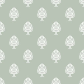 SMALL Tree Block Print Wallpaper - celadon_ simple woodcut_ linocut interiors design 6in