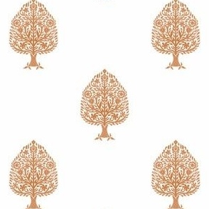 MINI Tree Block Print Wallpaper - golden ochre_ rust_ simple woodcut_ linocut interiors design 4in