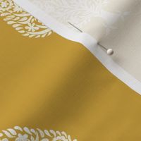 MEDIUM Tree Block Print Wallpaper - mustard_ simple woodcut_ linocut interiors design 8in