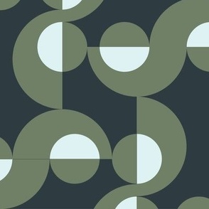 Semi-circles abstract repeat dark greens on green 300dpi