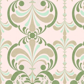 Scrolls and flourishes blush and earthy green (extra large)