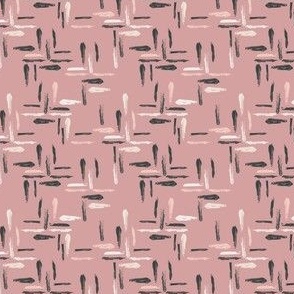 Abstract Muted Beige and Green Brushstrokes on Pink Background