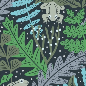 Ferns and hidden frogs - Pantone mega matter palette - large scale