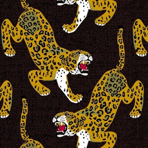 Vintage snarling leopards maroon weave