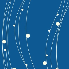 Geometric Wave and Circle Bubbles in Dark Blue and White (Vertical, Large)