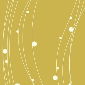 Geometric Wave and Circle Bubbles in Yellow Mustard and White (Vertical, Large)