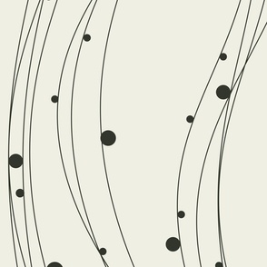 Geometric Wave and Circle Bubbles in White and Black  (Vertical, Large)