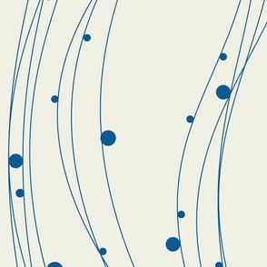 Geometric Wave and Circle Bubbles in White and Blue (Vertical, Large)