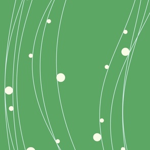 Geometric Wave and Circle Bubbles in Green and White  (Vertical, Large)