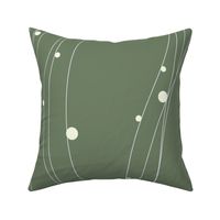 Geometric Wave and Circle Bubbles in Olive and White (Vertical)