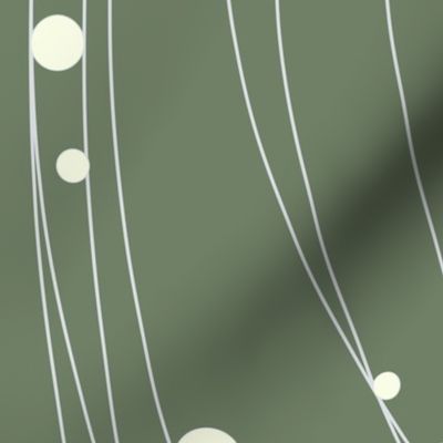 Geometric Wave and Circle Bubbles in Olive and White (Vertical)