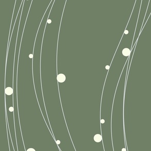 Geometric Wave and Circle Bubbles in Olive and White (Vertical)