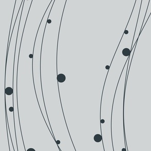 Geometric Wave and Circle Bubbles in  Gray and Black (Vertical, Large)