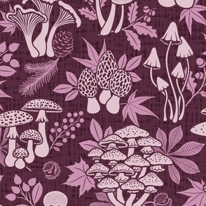 Monochrome mushrooms, purple