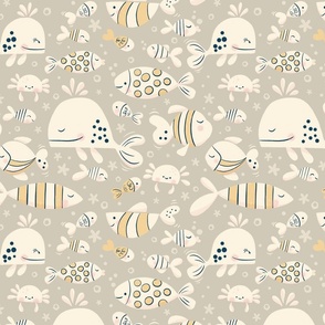 Small scale // Marine Friends // Neutral Ivory Ecru// Cute Dip