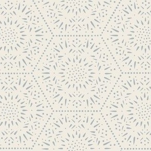 decorative hexagons - creamy white_ french grey blue - hand drawn geometric
