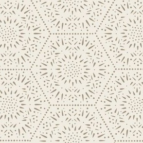 decorative hexagons - creamy white_ khaki brown - hand drawn geometric