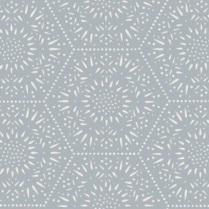 decorative hexagons - creamy white_ french grey blue 02 - hand drawn geometric