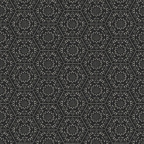 decorative hexagons - creamy white_ raisin black 02 - hand drawn geometric
