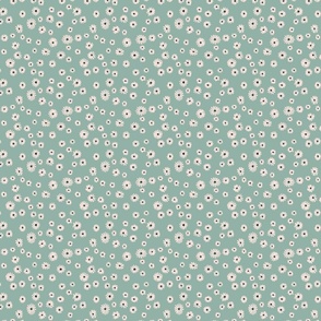 (S) Spring daisy scatter - hand painted - pale teal green, small scale
