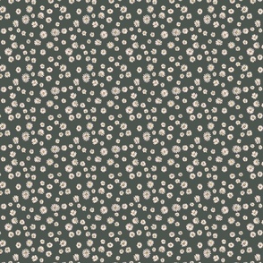 Daisy scatter - hand painted - cream, dark sage, small scale