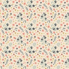 Spring Garden muted boho ditsy floral, XXS scale 