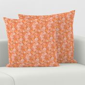 retro vintage floral small scale orange rust