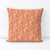 retro vintage floral small scale orange rust