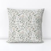 (S) Vintage floral - cream peony garden- textured white background S scale 
