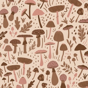 Magic Mushrooms Neutral Pinks 24" Jumbo