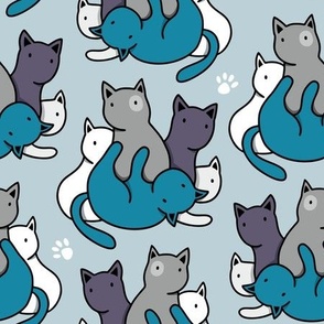 Funny kittens on a blue background