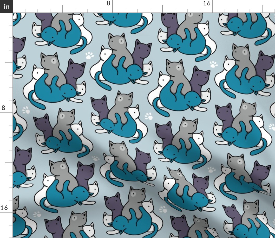 Funny kittens on a blue background