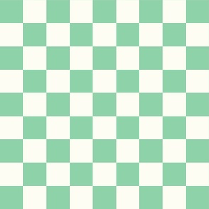 modern geometric checker checkerboard retro green white Natural Jade