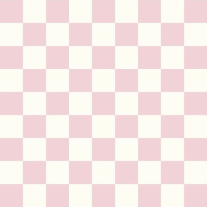 modern geometric checker checkerboard retro white pink Natural Cotton Candy