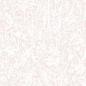 Field of Wild Flowers in white on soft neutral pink