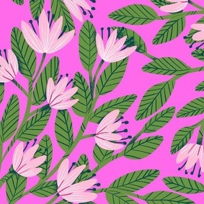 Dainty Flowers - Pink on Pink Background - Large