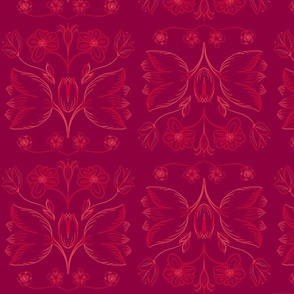 Tulip ornaments in burgundy and ruby red 