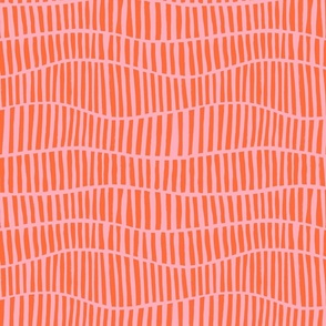 Imperfect Wavy Stripes - pink, orange